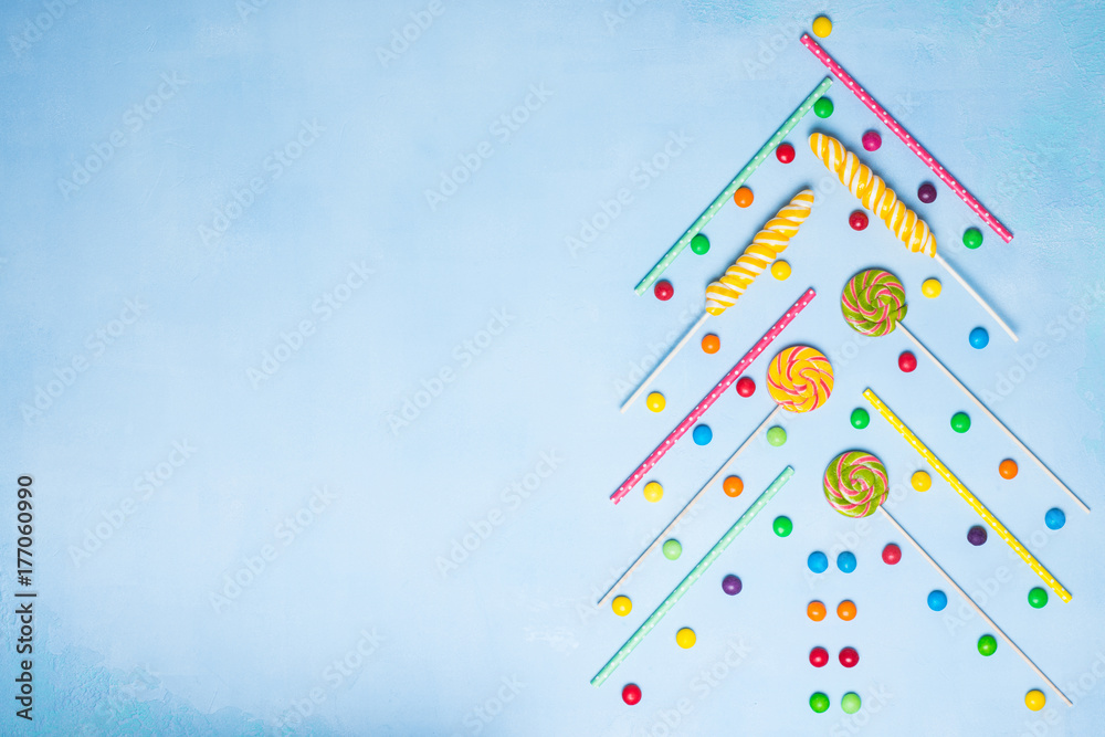 Obraz premium Candy christmas tree shape.