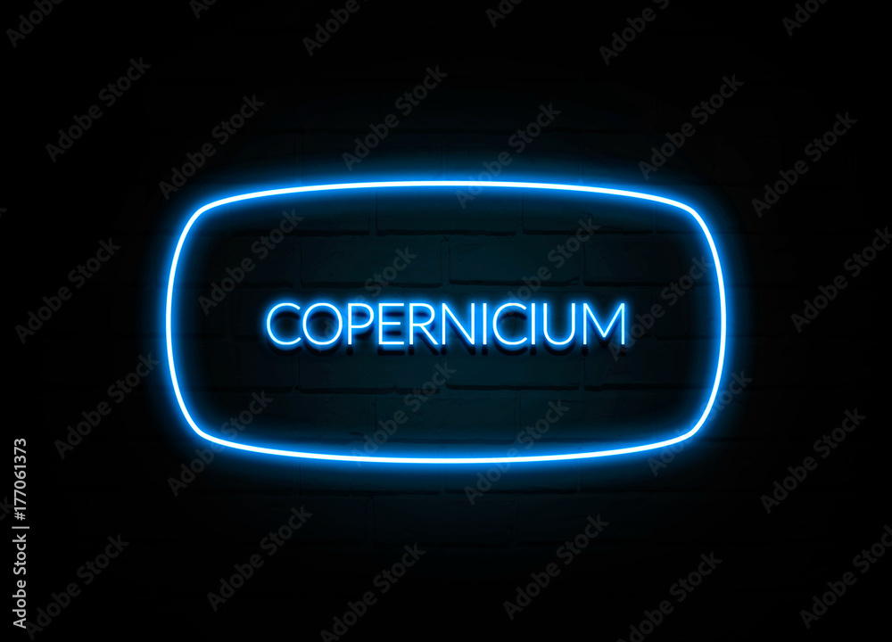Copernicium - colorful Neon Sign on brickwall Copernicium - colorful Neon Sign on brickwall
