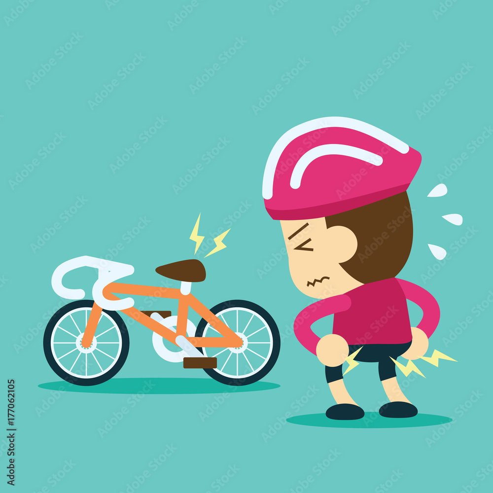 Naklejka premium cyclists butt hurt from long rides because the problem with the bike seat