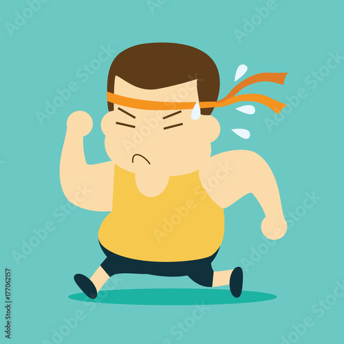 cartoon fat man running