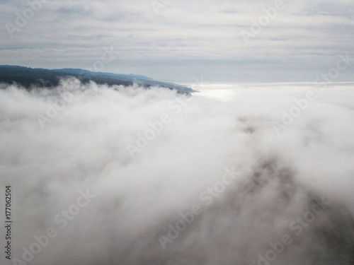 Aerial View of Fog and Northern California Coast