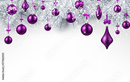 Background with purple Christmas ball.