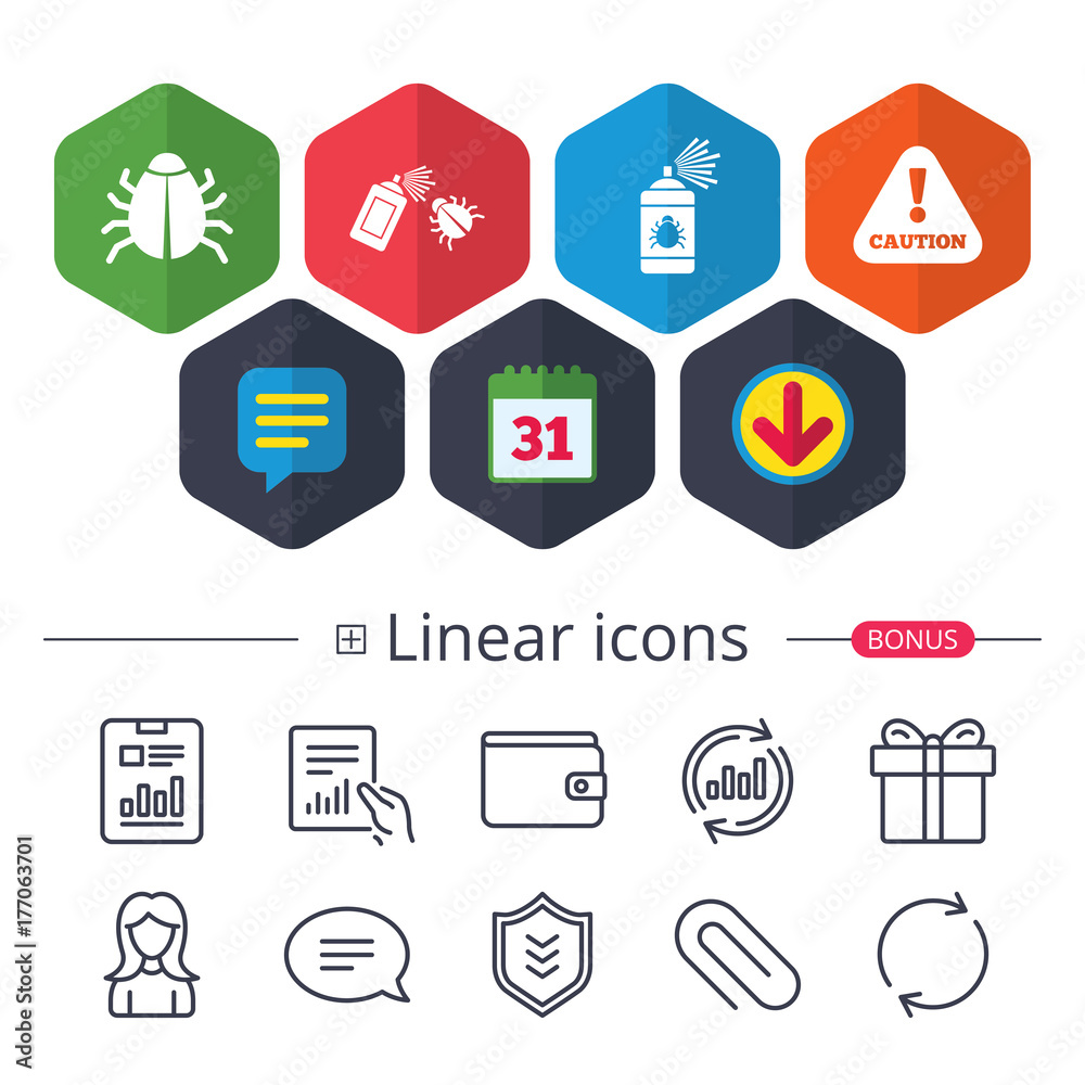 Bug disinfection signs. Caution attention icon. Bug disinfection signs. Caution attention icon.