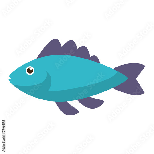 blue fish sideview icon image vector illustration design  © Jemastock
