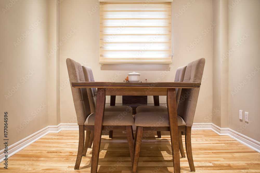 Wooden dining table and chairs for family of four