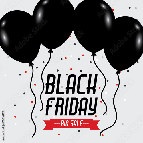 black friday big sale poster balloons and sparkles celebration