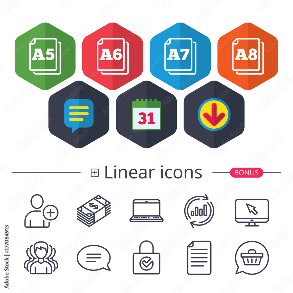 Paper size standard icons. Document symbol. Paper size standard icons. Document symbol.