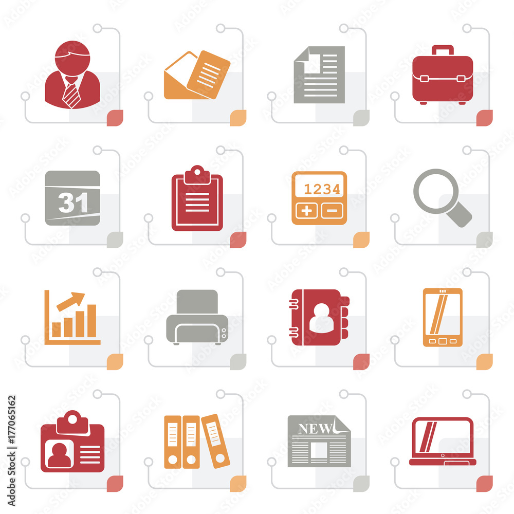 Stylized Business and office icons - vector icon set Stylized Business and office icons - vector icon set