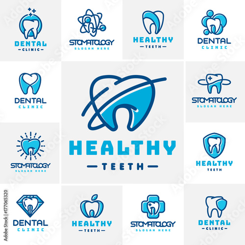 Vector dental label protection template illustration abstract stomatology mouth graphic oral element