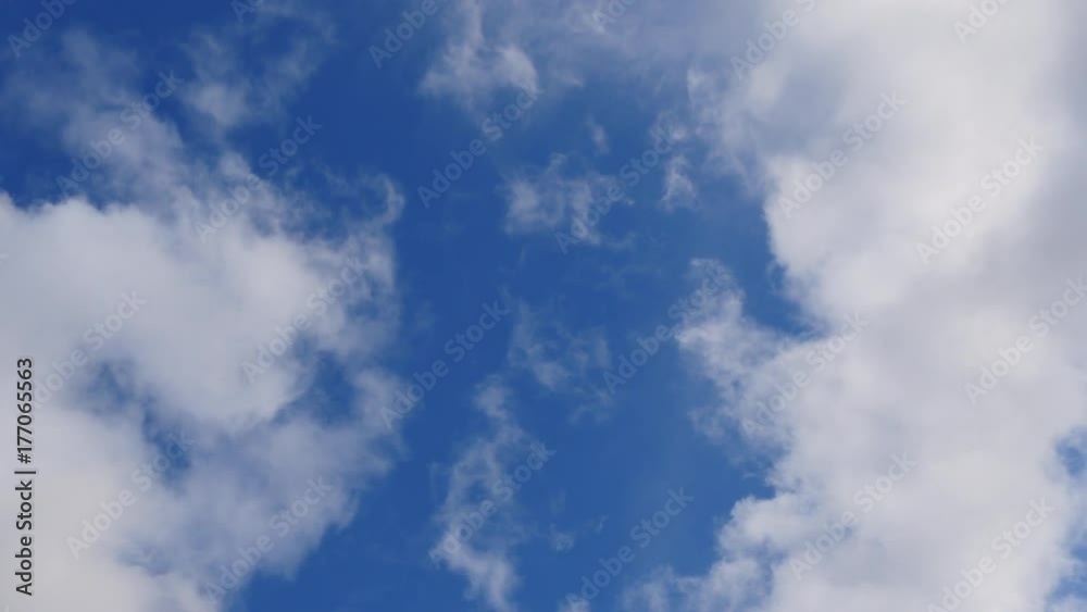 Fluffy White Clouds Float Across The Blue Sky Fast Speed Fluffy White Clouds Float Across The Blue Sky Fast Speed