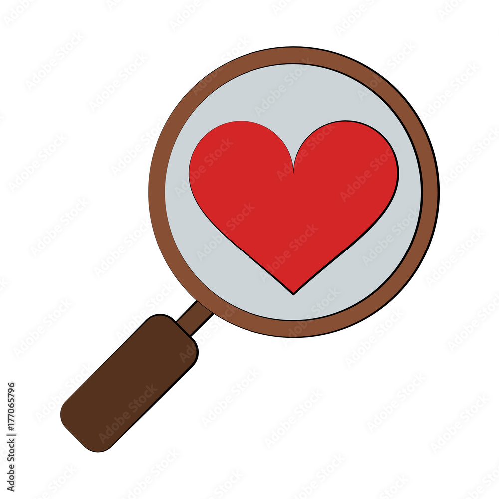 magnifying glass with heart cartoon valentines day related icon image vector illustration design magnifying glass with heart cartoon valentines day related icon image vector illustration design