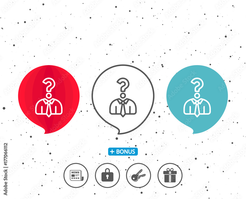 Business head hunting line icon. Question sign. Business head hunting line icon. Question sign.