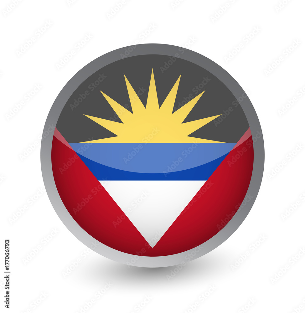 Antigua and Barbuda Flag Round Glossy Icon Antigua and Barbuda Flag Round Glossy Icon