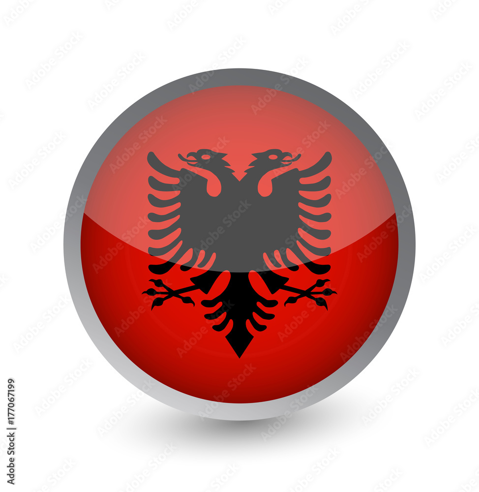 Albania Flag Round Glossy Icon Albania Flag Round Glossy Icon