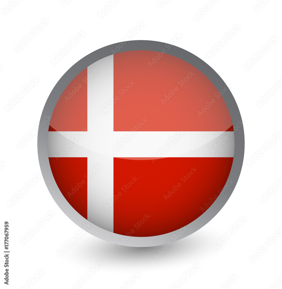 Denmark Flag Round Glossy Icon Denmark Flag Round Glossy Icon