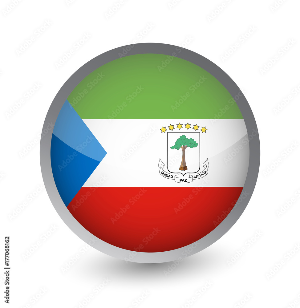 Fototapeta premium Equatorial Guinea Flag Round Glossy Icon