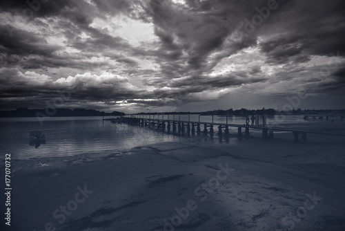 Black and white sunrise on the Clarence River Australia  and than was the day