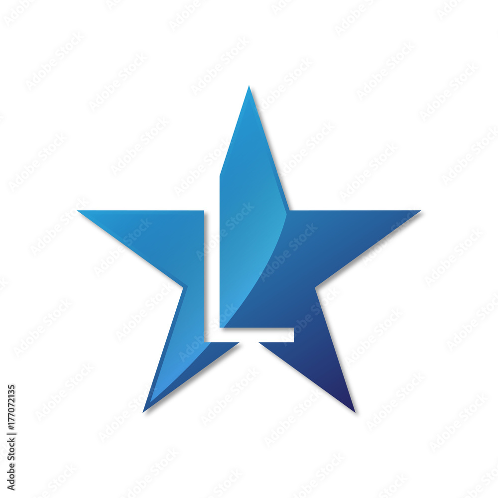 initial letter logo star blue color initial letter logo star blue color