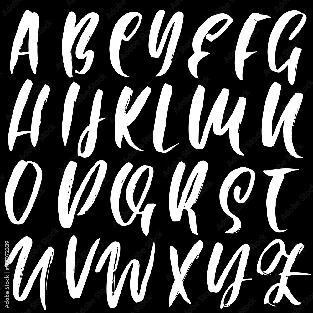 Hand drawn dry brush font. Modern brush lettering. Grunge style alphabet. Calligraphy script. Vector illustration. Hand drawn dry brush font. Modern brush lettering. Grunge style alphabet. Calligraphy script. Vector illustration.