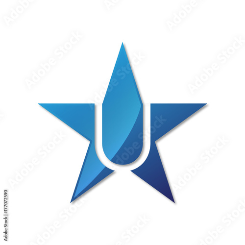 initial letter logo star blue color