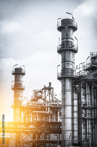 Close up Industrial zone. Plant oil and gas refinery industry.