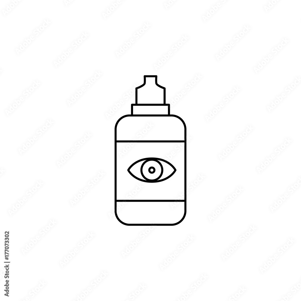 Liquid for cleaning, rinsing, disinfecting, storing contact lenses icon, bottle container icon