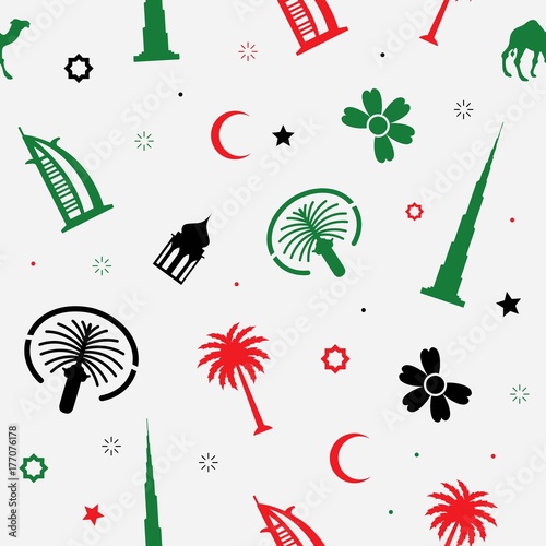 United Arab Emirates seamless pattern style. Vector Illustration