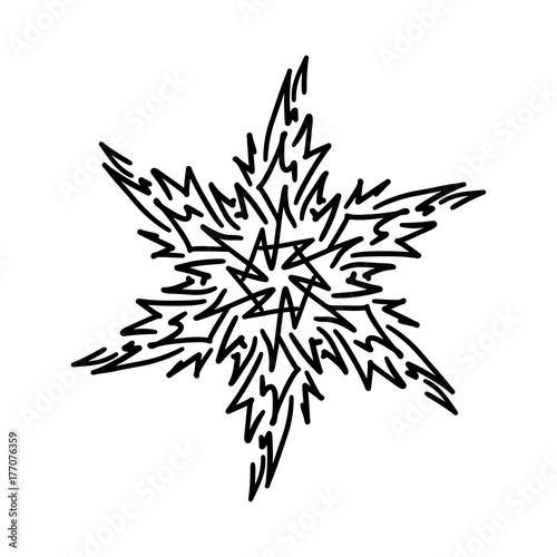 Winter snowflake. Holiday element. Black snowflake isolated on white background. Vector illustration.