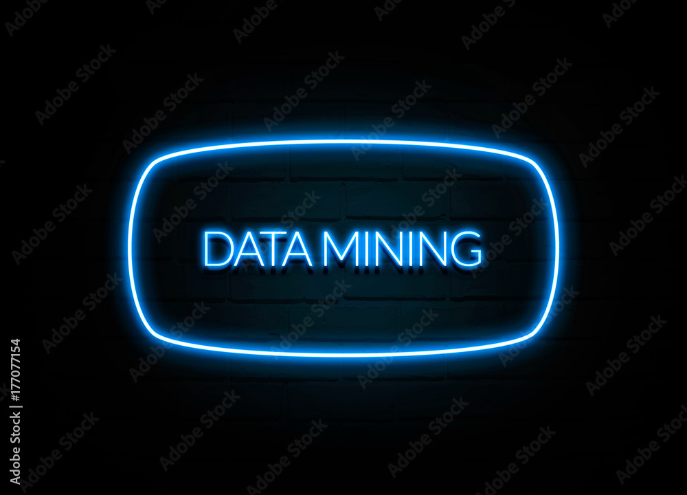 Data Mining  - colorful Neon Sign on brickwall