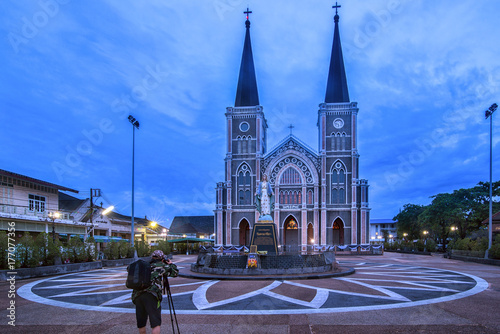 The Roman Catholic Church at Chanthaburi Province, Thailand / With tourists taking pictures