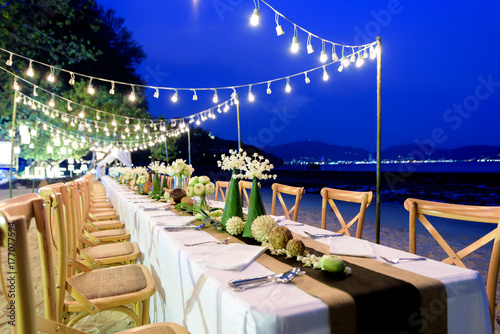 Beautiful table set up by the beach