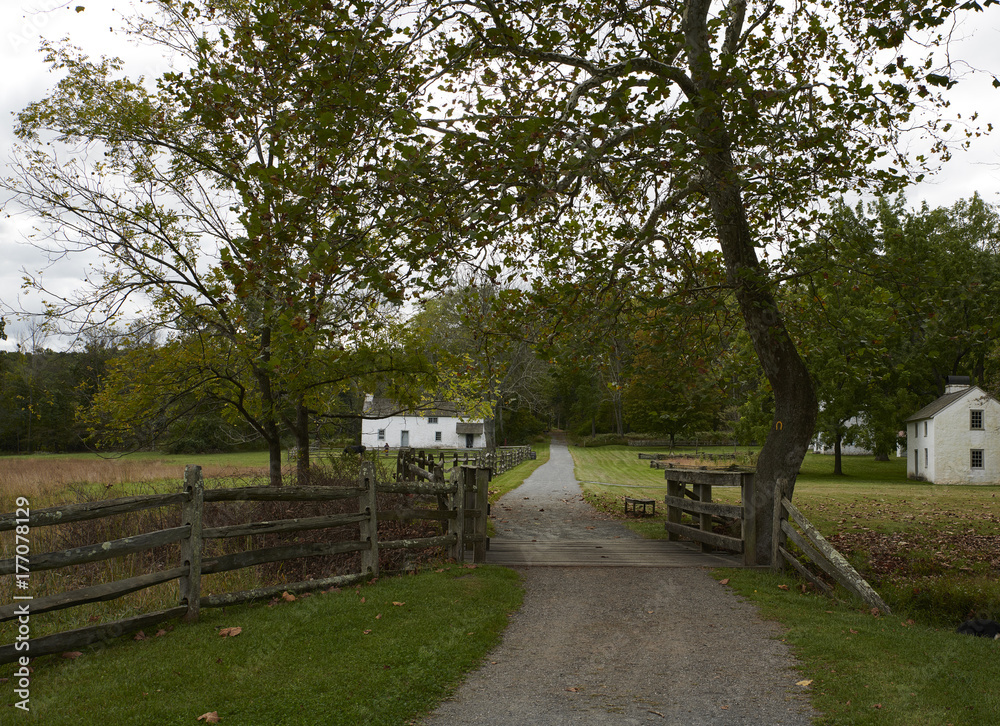 looking down the lane at Hopewell Furnace in Pennsylvania looking down the lane at Hopewell Furnace in Pennsylvania