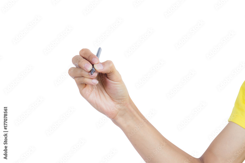 Hand holding pen writing something text isolated on white background. Clipping path. The pen is a device used to write letters to memorize the memories on paper. Many colors such as blue, red, black. Hand holding pen writing something text isolated on white background. Clipping path. The pen is a device used to write letters to memorize the memories on paper. Many colors such as blue, red, black.