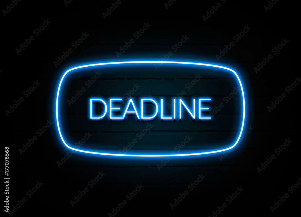 Deadline - colorful Neon Sign on brickwall Deadline - colorful Neon Sign on brickwall