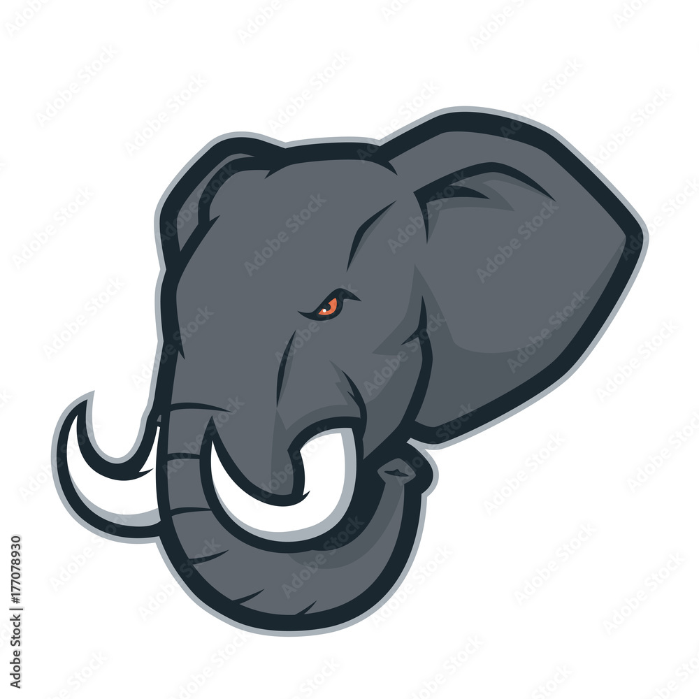 Naklejka premium Elephant head mascot logo