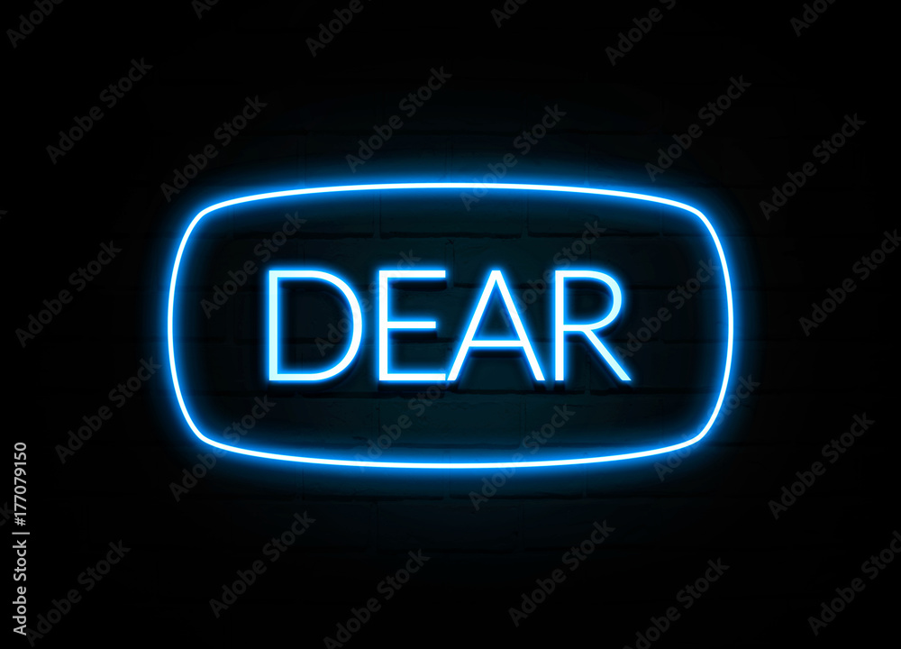 Dear - colorful Neon Sign on brickwall Dear - colorful Neon Sign on brickwall