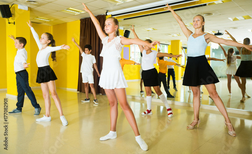 Children posing at dance class