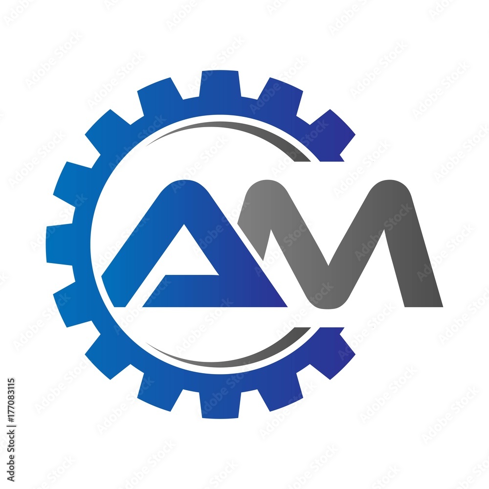 am initial logo vector with gear blue gray am initial logo vector with gear blue gray