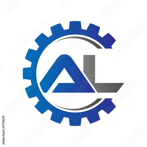 al initial logo vector with gear blue gray