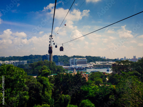 Photography SINGAPORE 12 SEP 2017, Singapore cable car to Sentosa