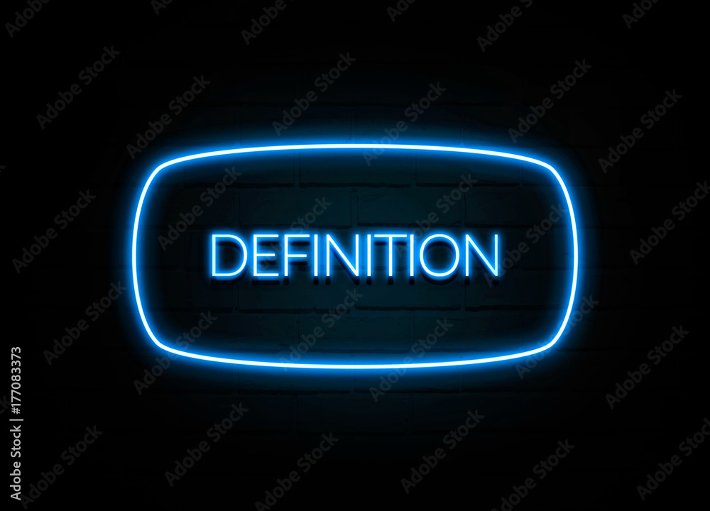Definition  - colorful Neon Sign on brickwall - obrazy, fototapety, plakaty 