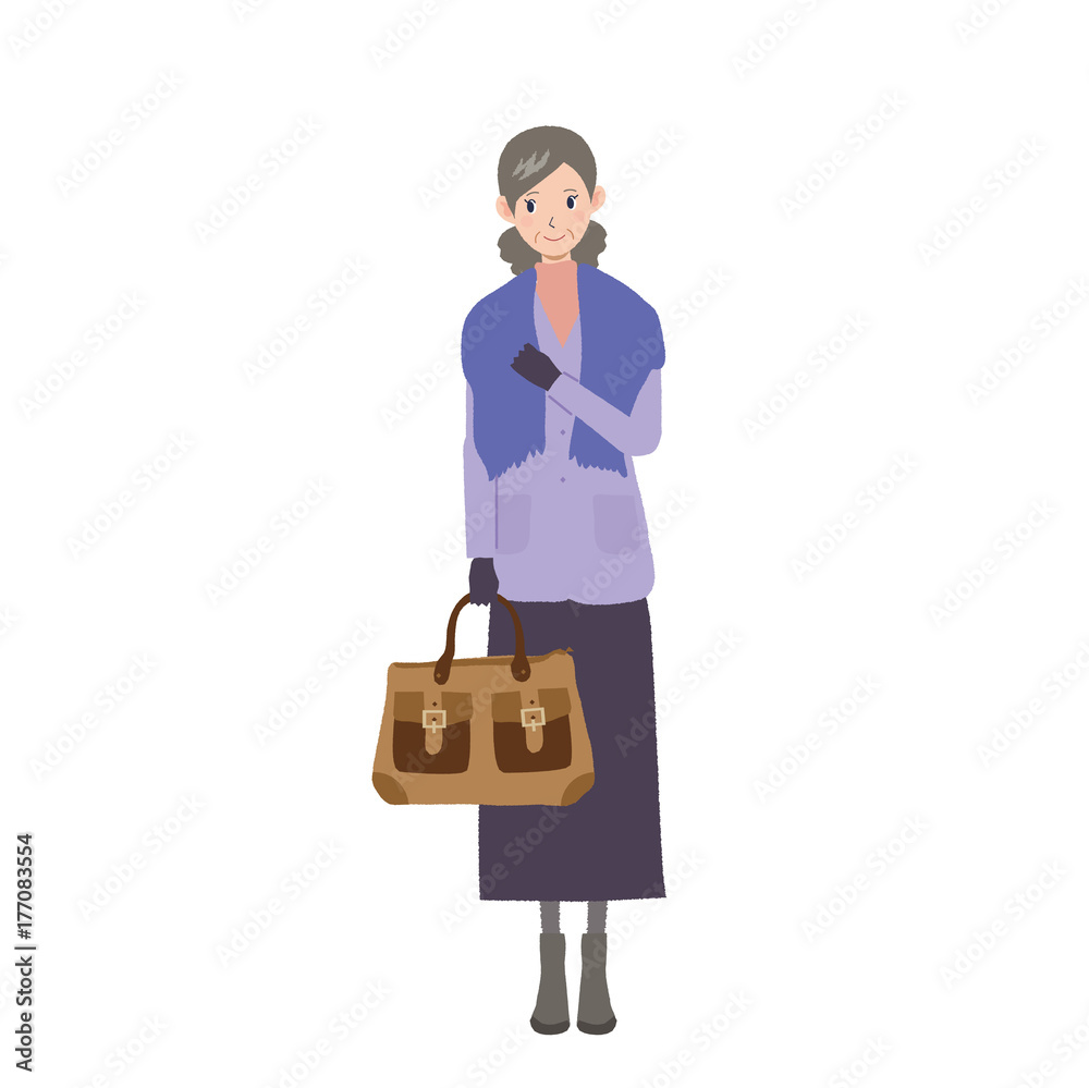 旅行するシニア 女性 イラスト Stock Vector Adobe Stock