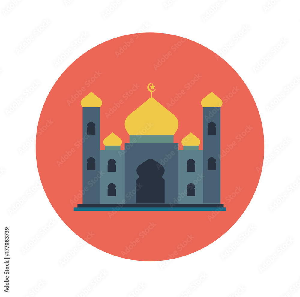 Islamic Flat Icon, Mosque icon-Vector Flat Design