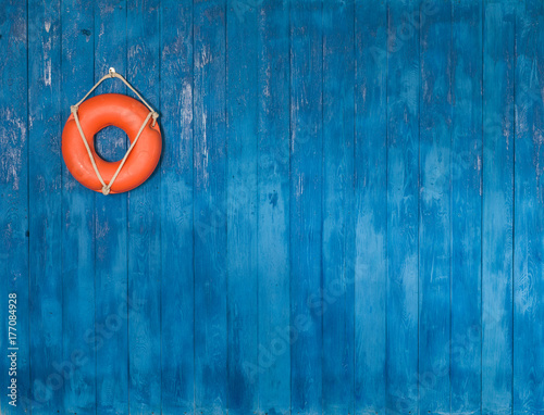 Fototapeta wooden blue marine background