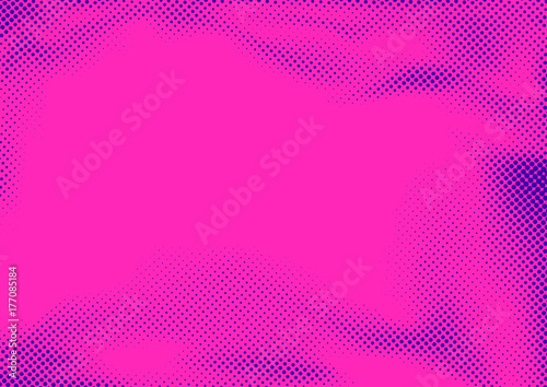 Bright pink layout with dotted retro grain pattern over