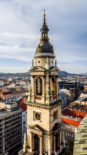 The tower of St.Stephen Basilica in Budapest. Hungary