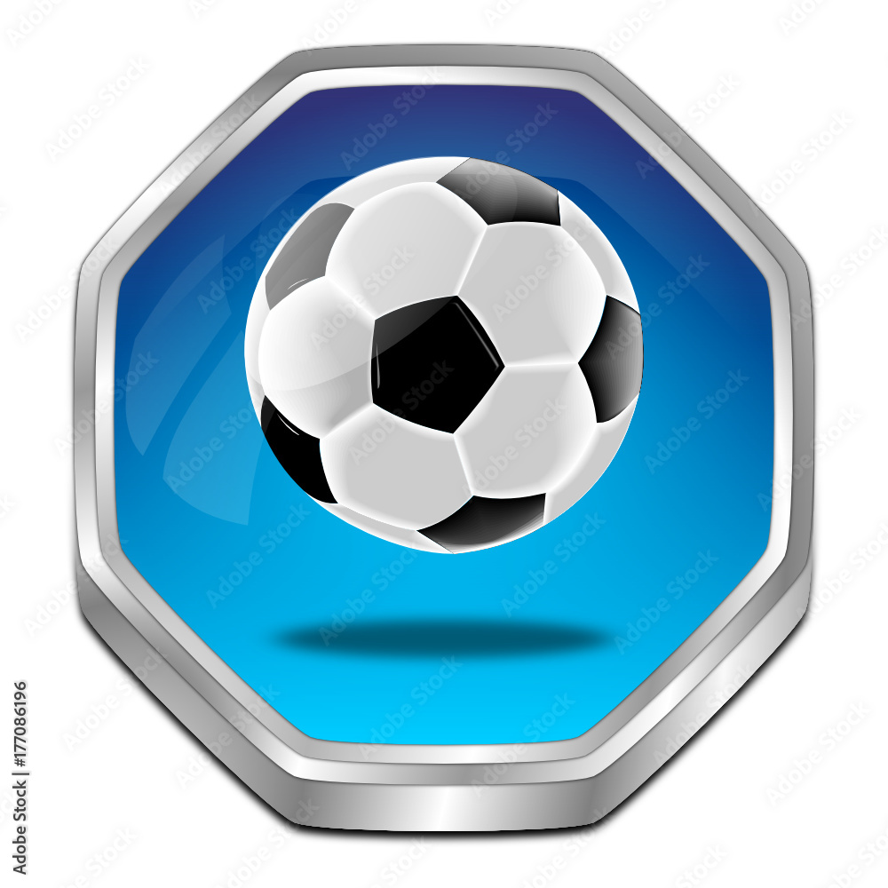 Button with Soccer ball - 3D illustration Button with Soccer ball - 3D illustration