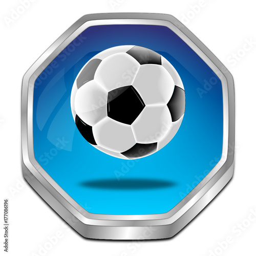 Button with Soccer ball - 3D illustration
