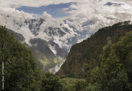 Nilgiri summit and cloudy Himalayas