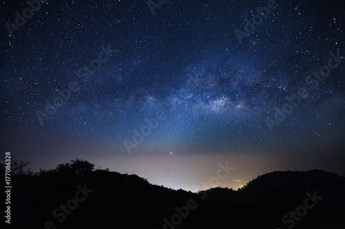 Landscape milky way galaxy with stars and space dust in the universe, Long exposure photograph,